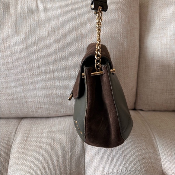 SANDRO Paris Bonnie Leather & Suede Crossbody Bag - Olive - Picture 7 of 10